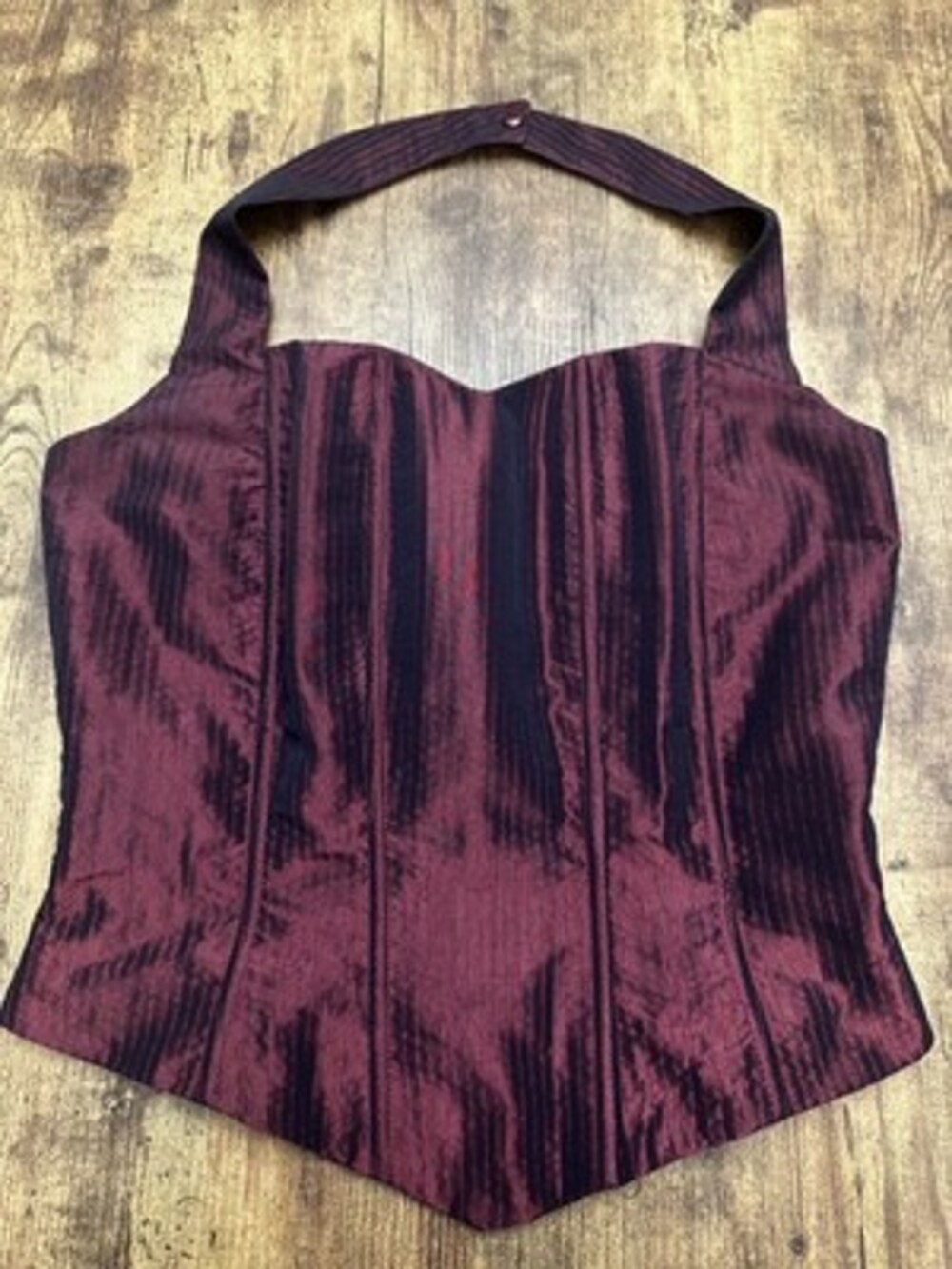 Vintage Naomi Pret A Porter Burgundy Taffeta Halter Corset Top